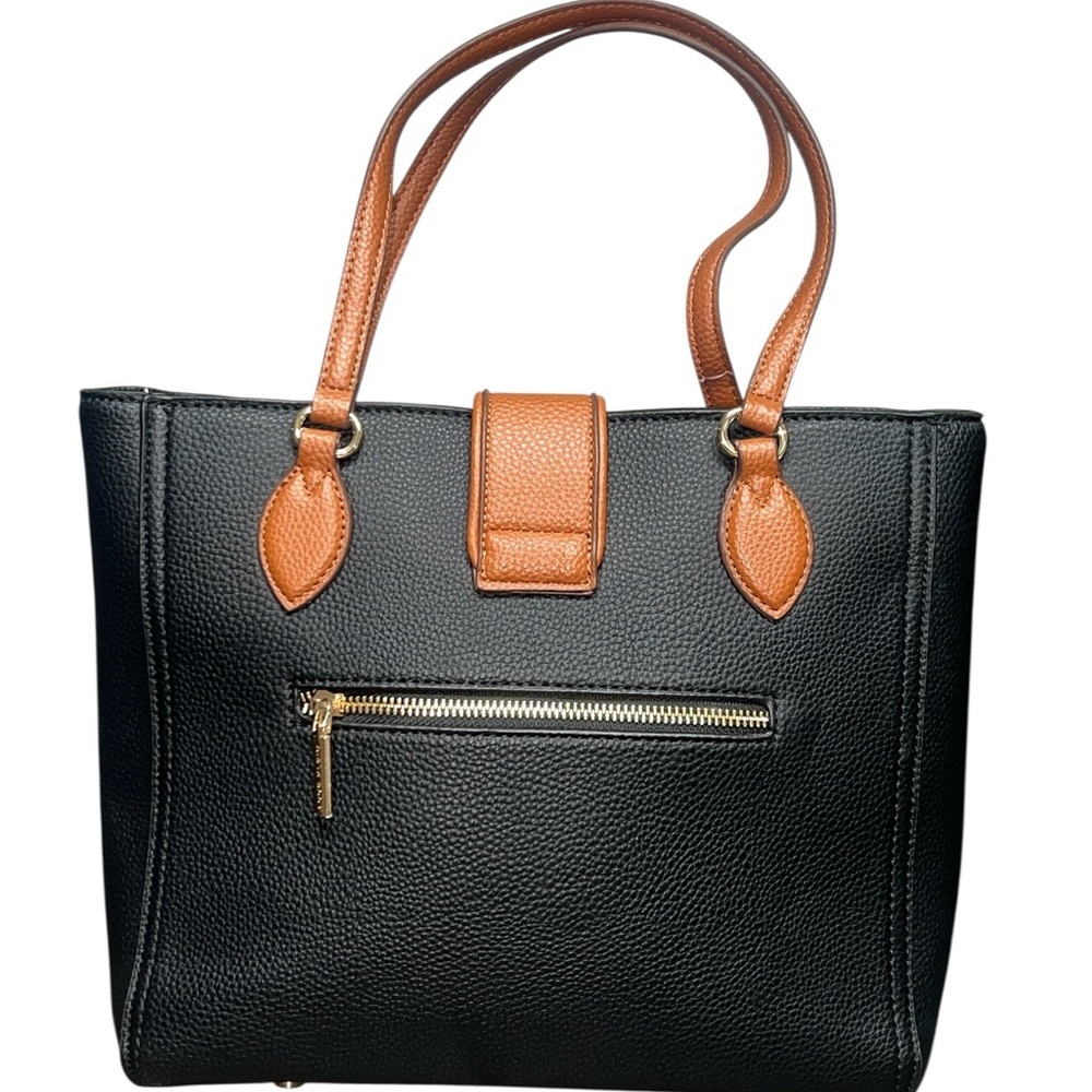 Anne Klein Black Tote with Tan Trim and Matching Pouch - Picture 3 of 4